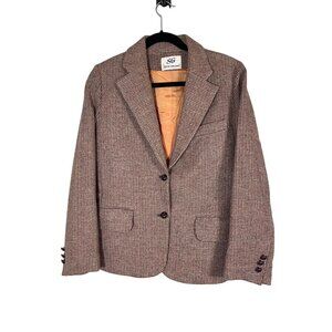 Vintage Wool Houndstooth Jacket 12 Brown Academia Old Money Preppy Classic Retro